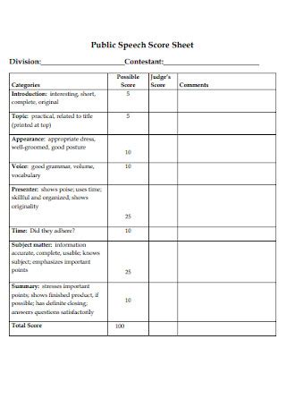 sample judging score sheet templates   ms word