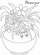 Coloring Vase Flower Decorative sketch template