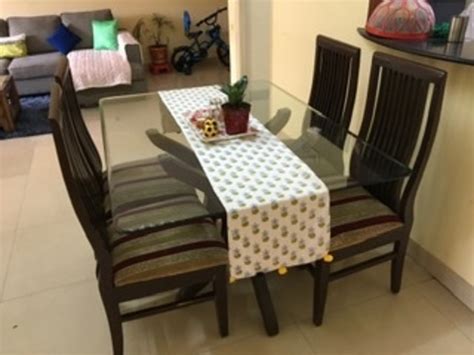 glass top  seater dining table  teak wood bangalore buy sell
