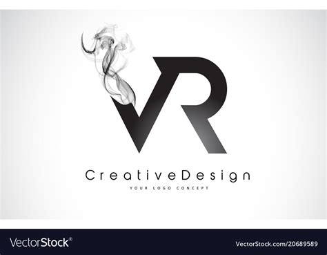 vr letter logo design  black smoke royalty  vector