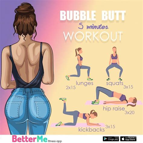5 Minute Bubble Butt Workout Via Betterme Tips 〽️ Follow Fittuts For