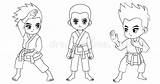 Karate Coloring Sammlung Malbuch Illustrationen sketch template