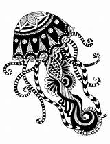 Jellyfish Zentangle Hand Qualle Malvorlage Drawings Schematisch Tiere Nerdymamma Méduse Coloringbay Coloringpagesfortoddlers Animals Colouring Medusa sketch template
