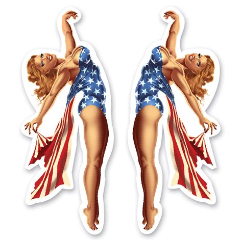 lethal threat rude and crude usa pin up girl mini decal