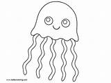 Jellyfish Coloring Pages Cartoon Clip Kids Printable Color sketch template
