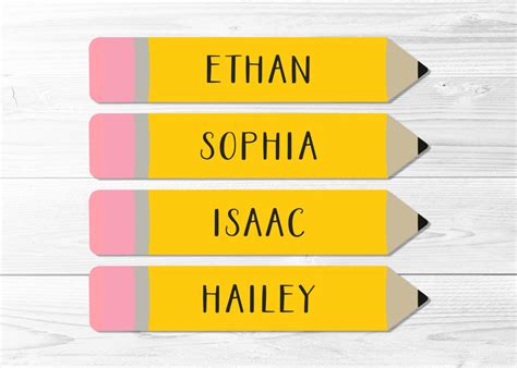classroom  labels yellow pencils student names book