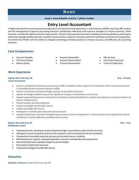 entry level accountant resume  guide zipjob