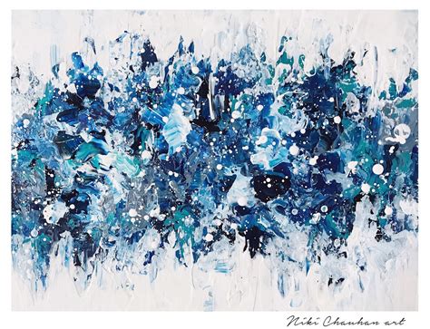 blue abstract art acrylic painting wall art pscgovls