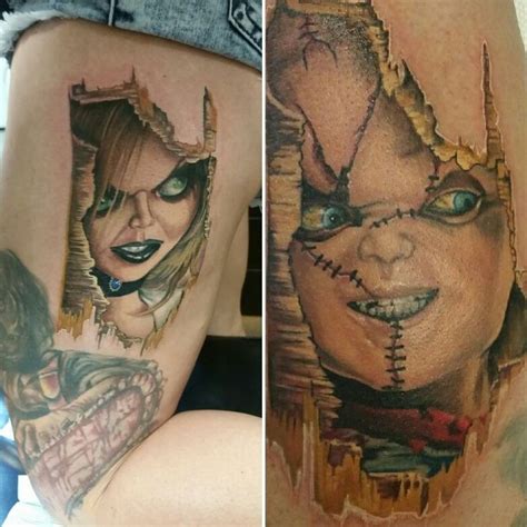 Mine And Nick S Horror Movie Tattoos Chucky And Bride Of