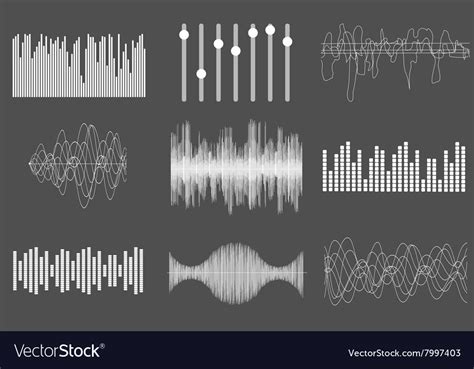 white sound  waves audio technology visual vector image