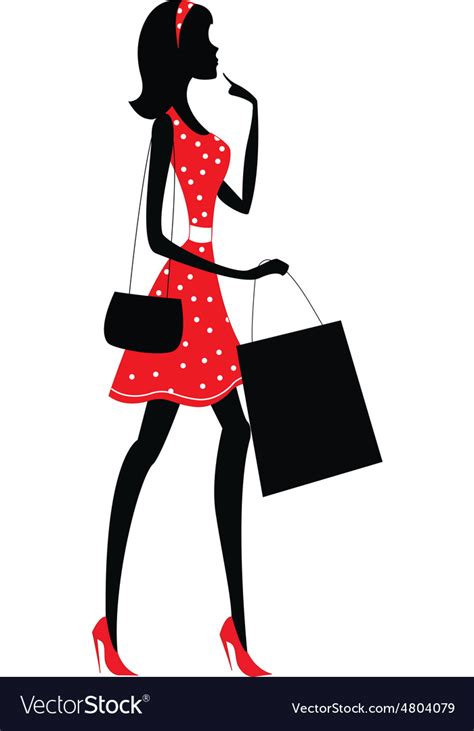 Silhouette Of A Woman Shopping Royalty Free Vector Image