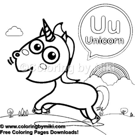 alphabets   unicorn coloring page