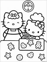 Kitty Hello Pages Coloring Her Mother Bake Cakes Learning Make Color Printable sketch template