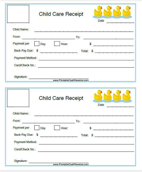 printable child care fee payment form printable forms