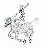 Riding Horse Girl Trick Drawing Getdrawings sketch template