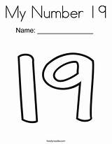 Number 19 Coloring Nineteen Worksheets Twistynoodle Color Preschool Pages Twisty Noodle Practice Writing Word Print Kids Activities Trace Ll Numbers sketch template