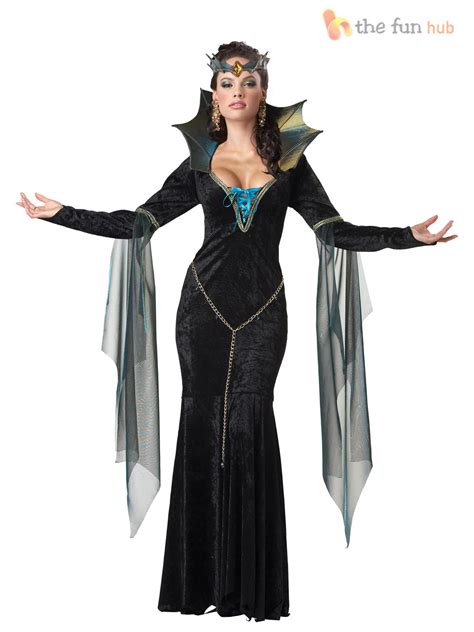Ladies Sexy Evil Queen Sorceress Fairytale Womens Halloween Fancy Dress