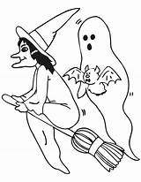 Coloring Pages Ghost Witch Broom Hat Witches Cat Friendly Cliparts Pumpkin Casper Comments Print Kids Coloringhome sketch template