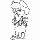 Cowgirl Gun Coloring sketch template