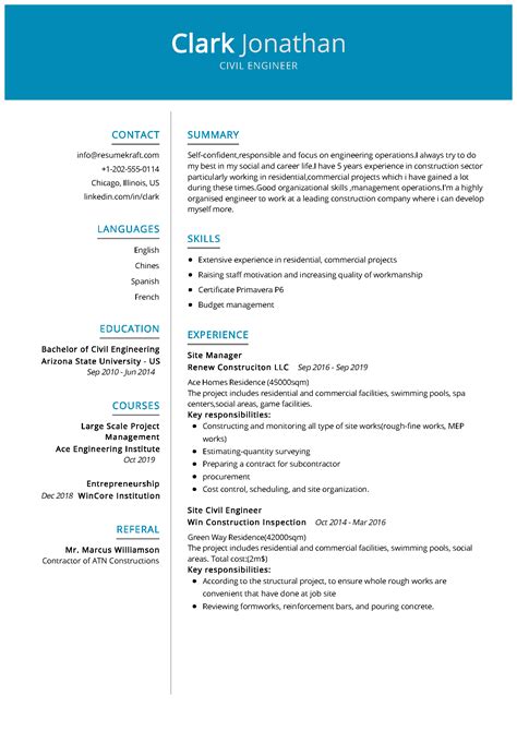 civil engineer resume sample   resumekraft