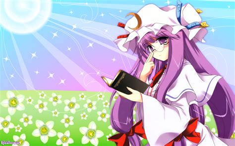 wallpaper illustration flowers anime field purple