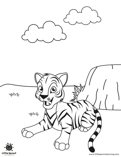 happy cub baby tiger coloring page  sprout art
