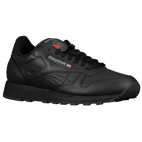 reebok classic leather running shoes  black  men save  lyst