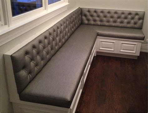 transitional diamond tufted sewn custom kitchen banquette bench