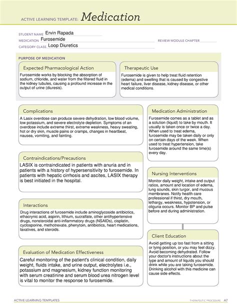 active learning template medication active learning templates