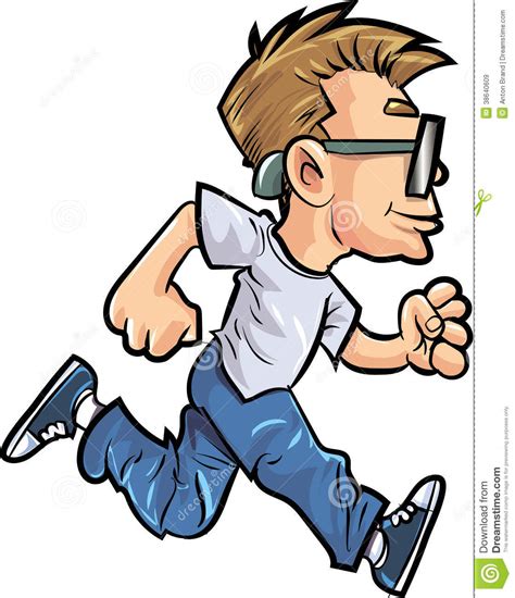 cartoon running man with glasses stock illustration