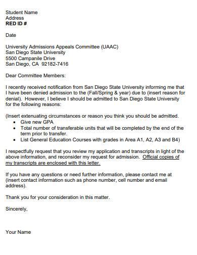 letter glogo sample letter  appeal  reconsideration  admissions