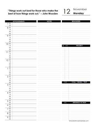 daily planner   list  letter sizes planner printable monthly