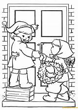 Pages Door Decorating Children House Coloring Online Color Christmas Coloringpagesonly Holidays sketch template