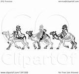 Wise Camels Men Clipart Woodcut Styled Illustration Royalty Prawny Vector sketch template