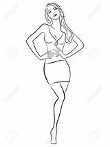Drawing Outline Body Female Girl Beautiful Skirt Getdrawings Drawings Human sketch template