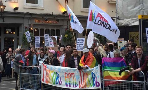 hundreds of lgbt activists protest against gay
