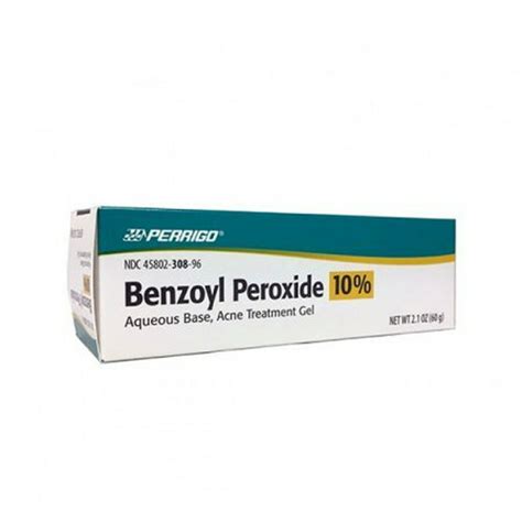 Perrigo 10 Percent Benzoyl Peroxide Acne Treatment Gel 60gm Tube By