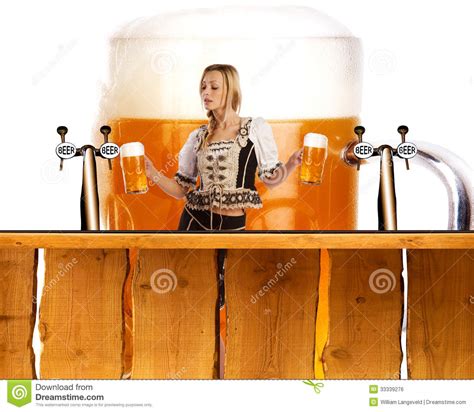crazy oktoberfest style with sexy tiroler girl serving beer royalty free stock image image