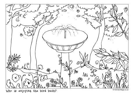 bird baths coloring pages coloring pages