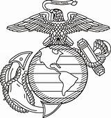 Usmc Marine Logo Corps Drawing Emblem Anchor Globe Eagle Military Getdrawings Tags Dog sketch template