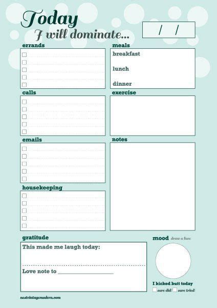 Free Printable Daily Tasks Page For Filofax Daytimer