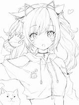 Anime Pages Drawing Coloring Cute Colouring Drawings Girl Manga Kawaii Aesthetic Lineart Line Sketch Chibi Character Female ももこ Uploaded User sketch template