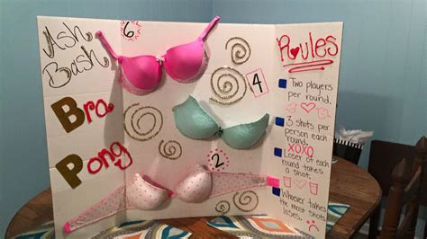 bra pong  display board  rules   side bra pong bachelorette party planning bra