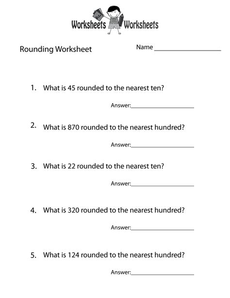 rounding practice worksheet  printable educational worksheet