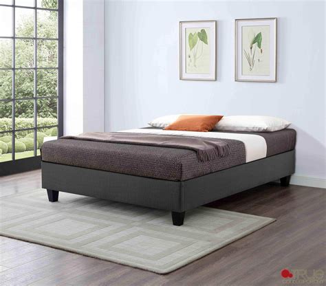 true contemporary ez base foundation platform bed  dark grey linen