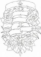 Tattoo Rose Heart Coloring Pages Tattoos Metacharis Deviantart Drawings Flash Traditional Sketches Book Designs Skull Colouring Drawing Roses Print Outline sketch template