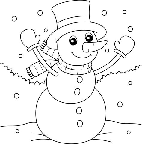 snowman christmas coloring page  kids  vector art  vecteezy