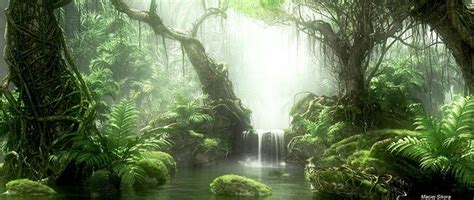deep lush jungle rendered concept art jungle art fantasy landscape