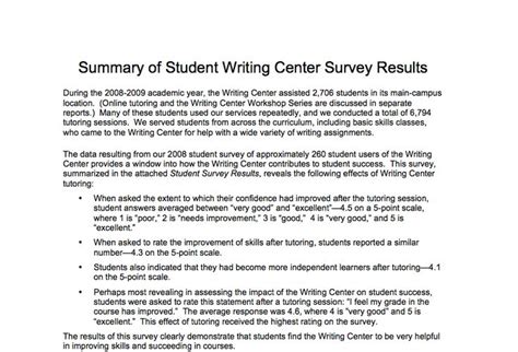 survey report sample survey report writing center surveys