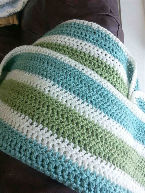 shared   striped crochet afghan